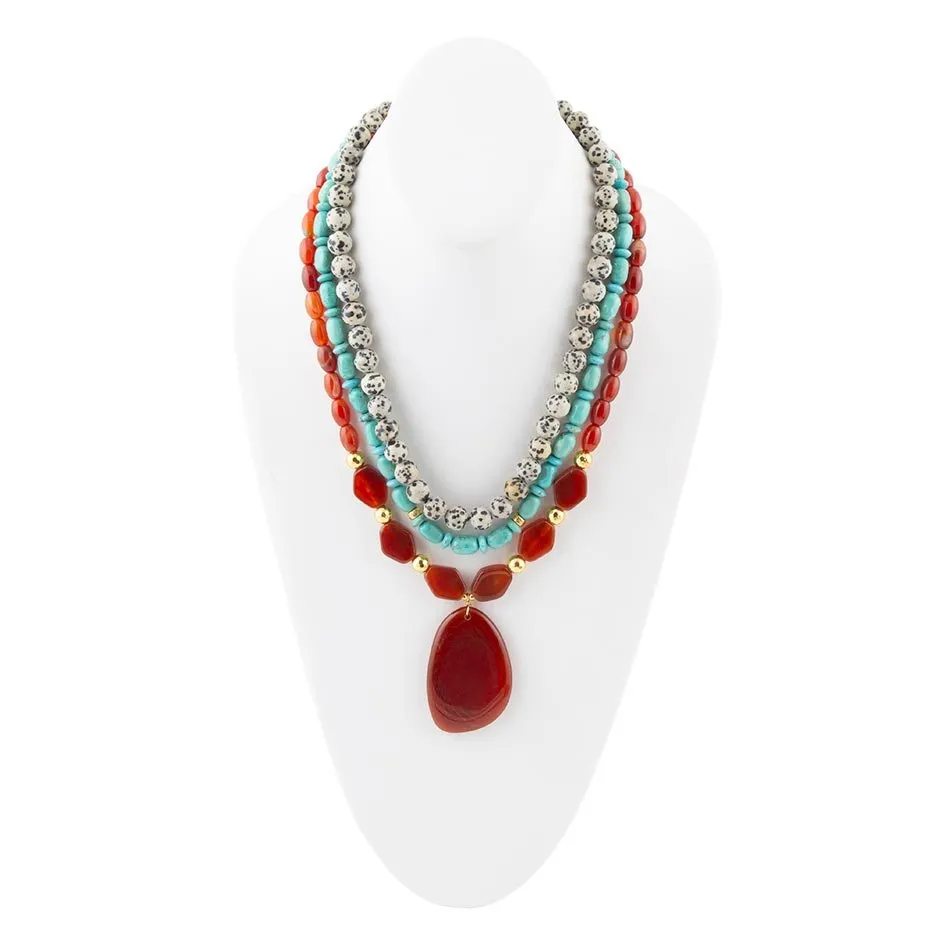 Red Carnelian Colorful Golden Pendant Necklace sold by Barse product image thumbnail 3