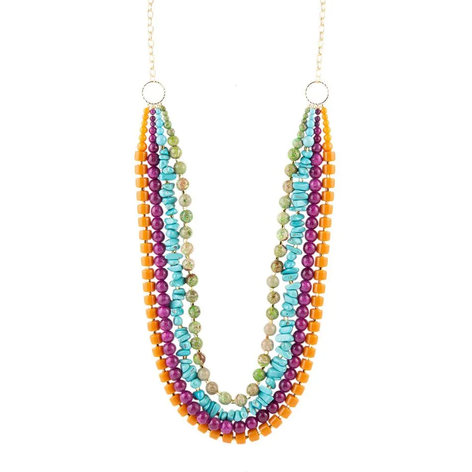 Bogota Mult-Stone Long Statement Necklace sold by Barse