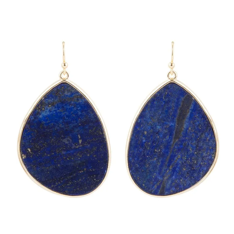 Lapis Slab Drop Earrings sold by Barse