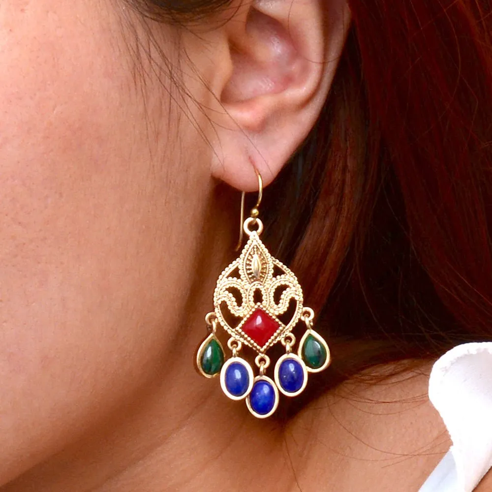Luscious Red Quartz Golden Chandelier Earrings sold by Barse product image thumbnail 2