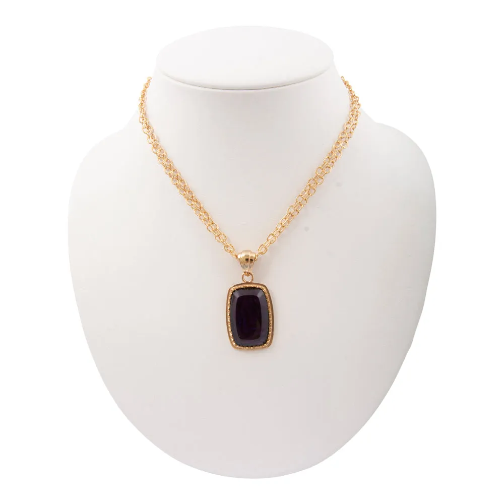 Filigreed Purple Amethyst Rectangular Pendant Golden Necklace sold by Barse product image thumbnail 5
