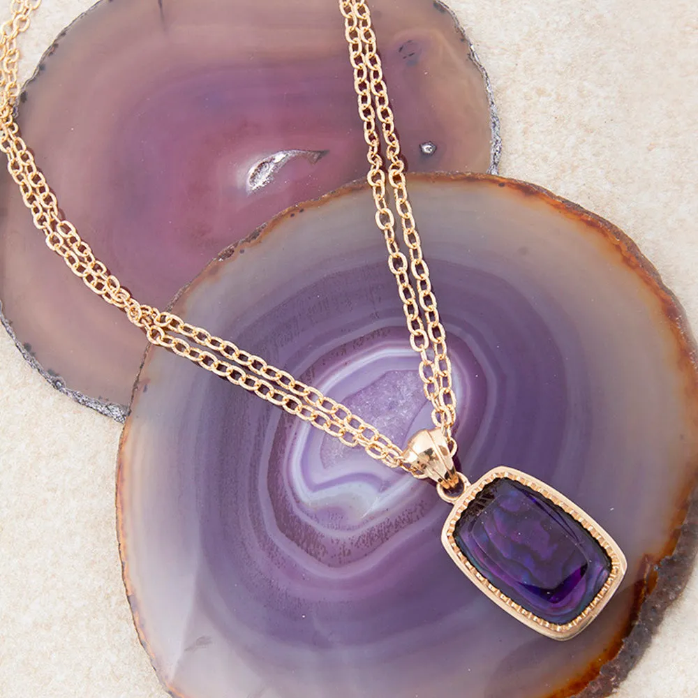 Filigreed Purple Amethyst Rectangular Pendant Golden Necklace sold by Barse product image thumbnail 4