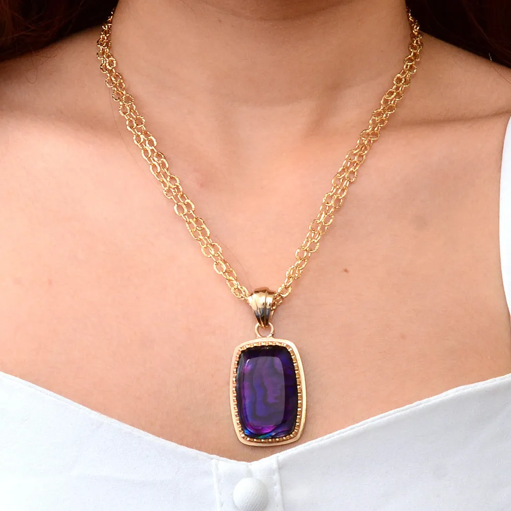 Filigreed Purple Amethyst Rectangular Pendant Golden Necklace sold by Barse product image thumbnail 2