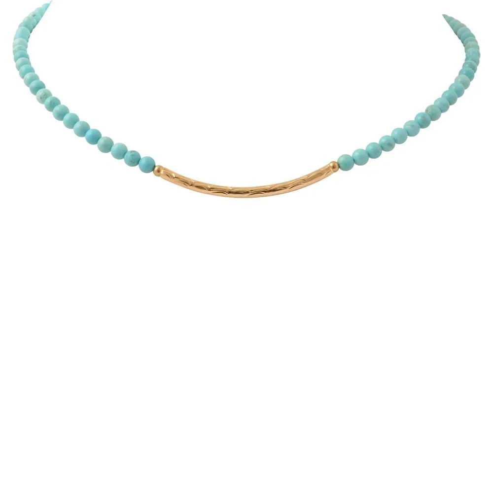 Little Bit Round Blue Turquoise Necklace sold by Barse