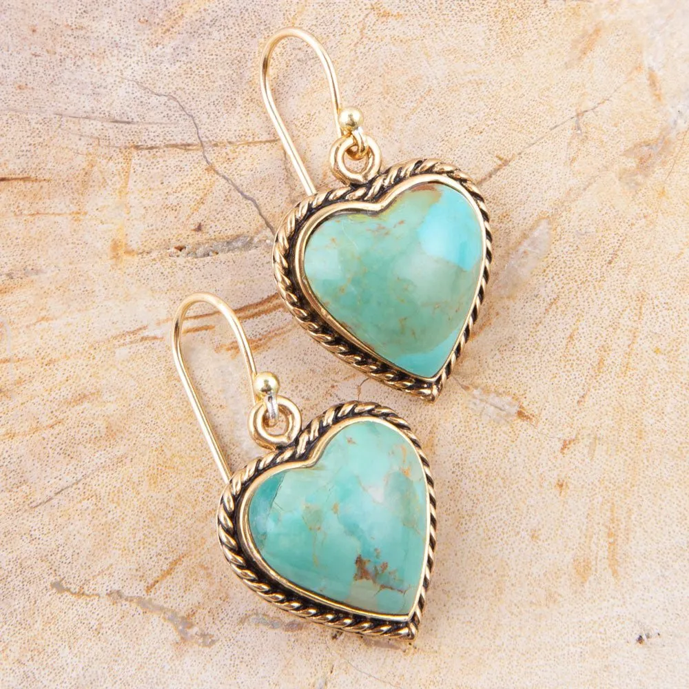 Blue Turquoise Rope My Heart and Golden Earrings sold by Barse product image thumbnail 2