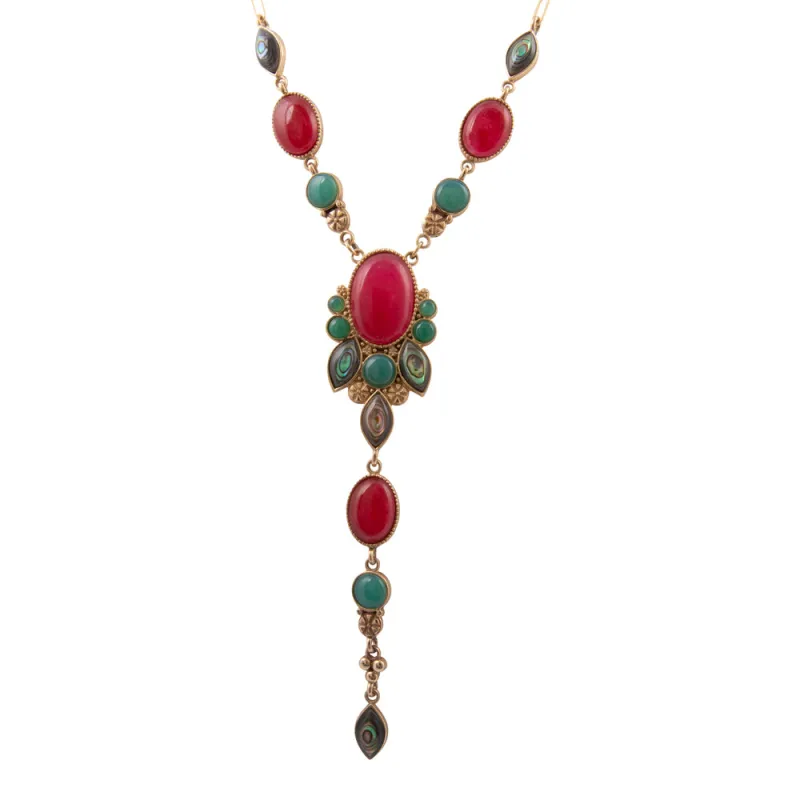 Regalia Red Onyx Golden Y Necklace sold by Barse