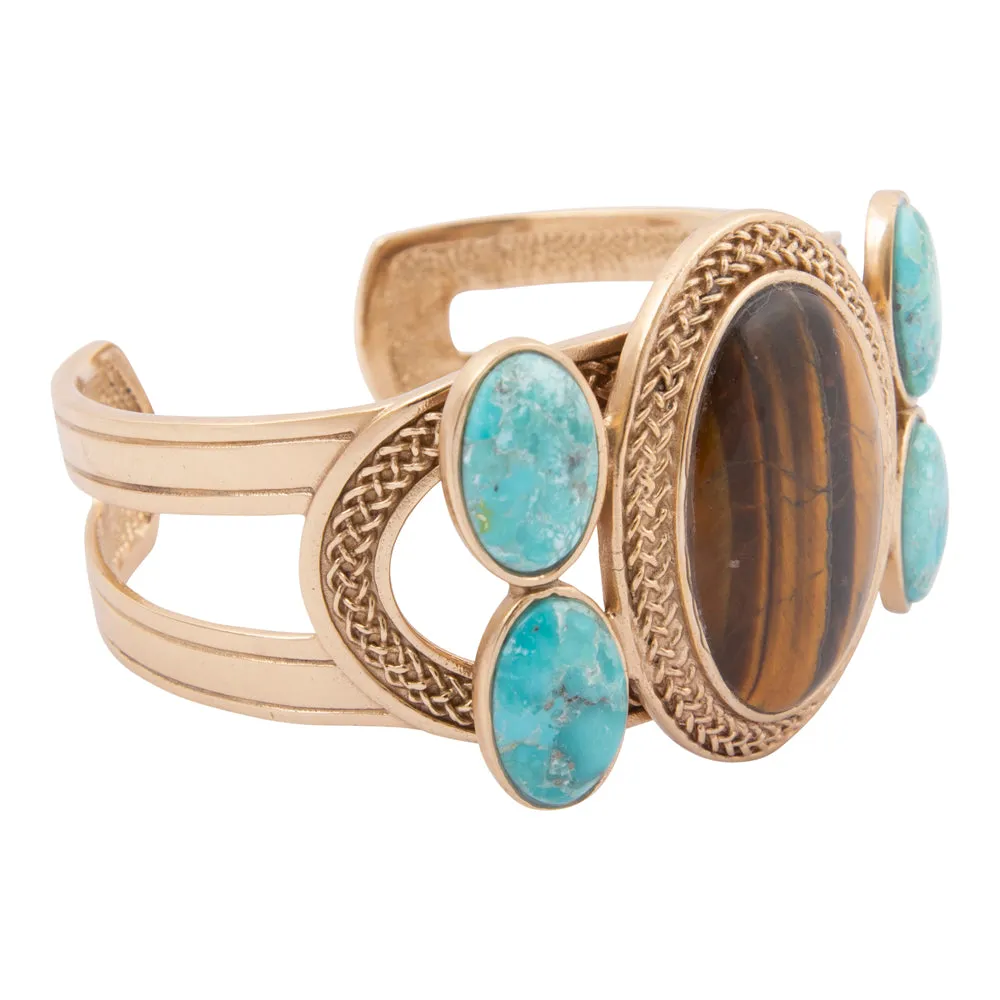 Brown Tiger's Eye Ovation Golden Cuff Bracelet sold by Barse product image thumbnail 4