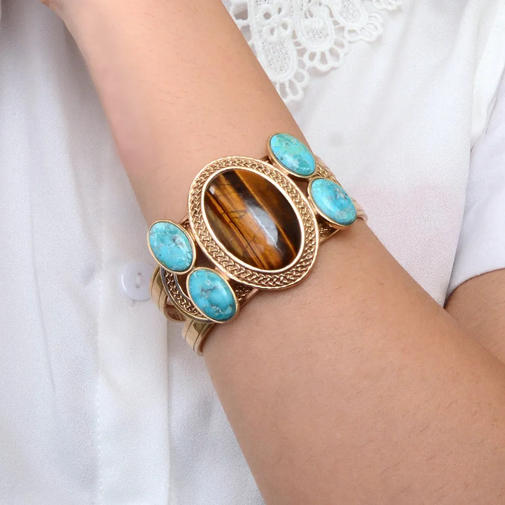 Brown Tiger's Eye Ovation Golden Cuff Bracelet sold by Barse product image thumbnail 2