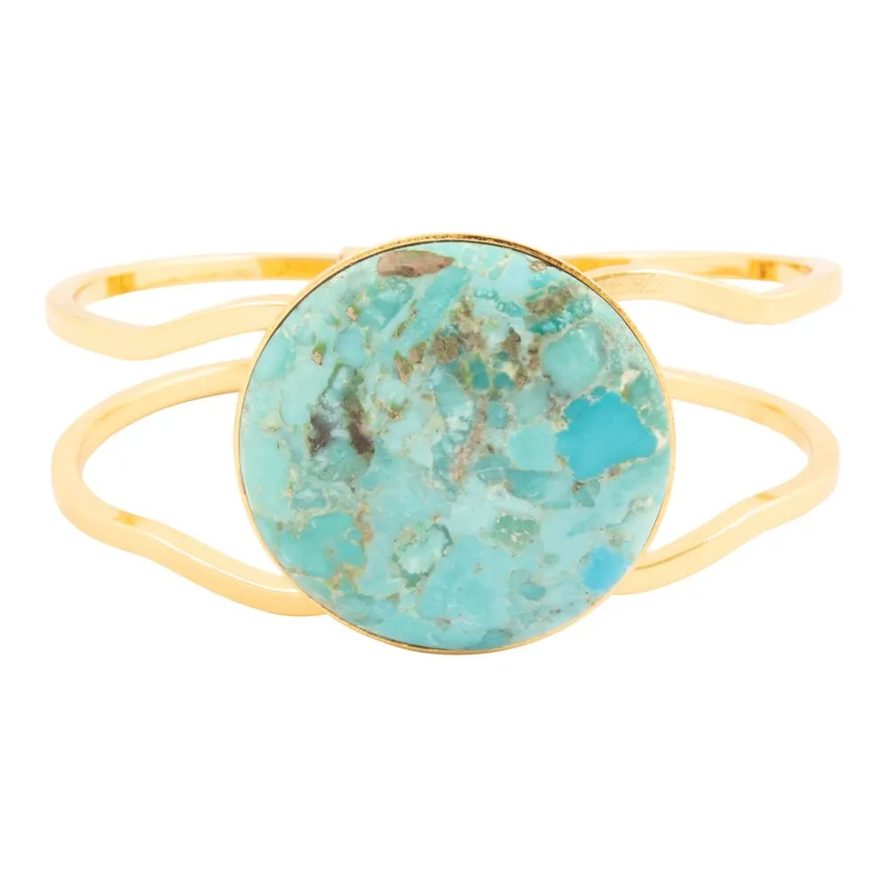 Blue Turquoise Hinged Golden Cuff Bracelet sold by Barse product image thumbnail 4