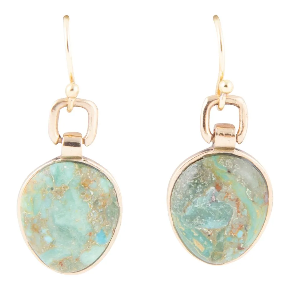 Drops of Blue Turquoise Golden Bronze Drop Earrings sold by Barse