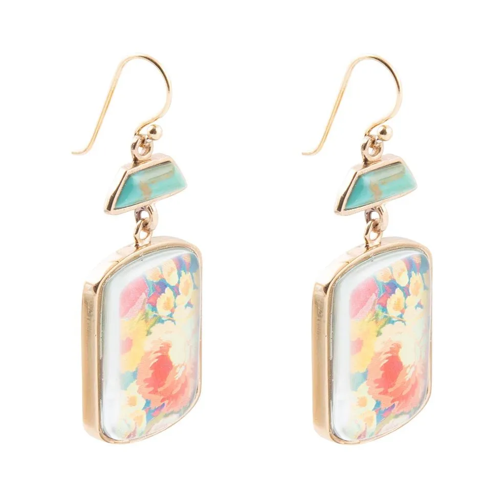 Scenic Floral Blue Turquoise Golden Earrings sold by Barse product image thumbnail 4