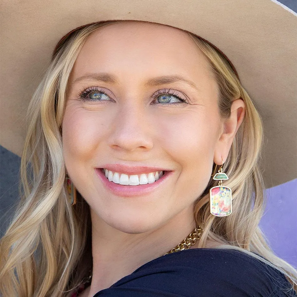 Scenic Floral Blue Turquoise Golden Earrings sold by Barse product image thumbnail 2