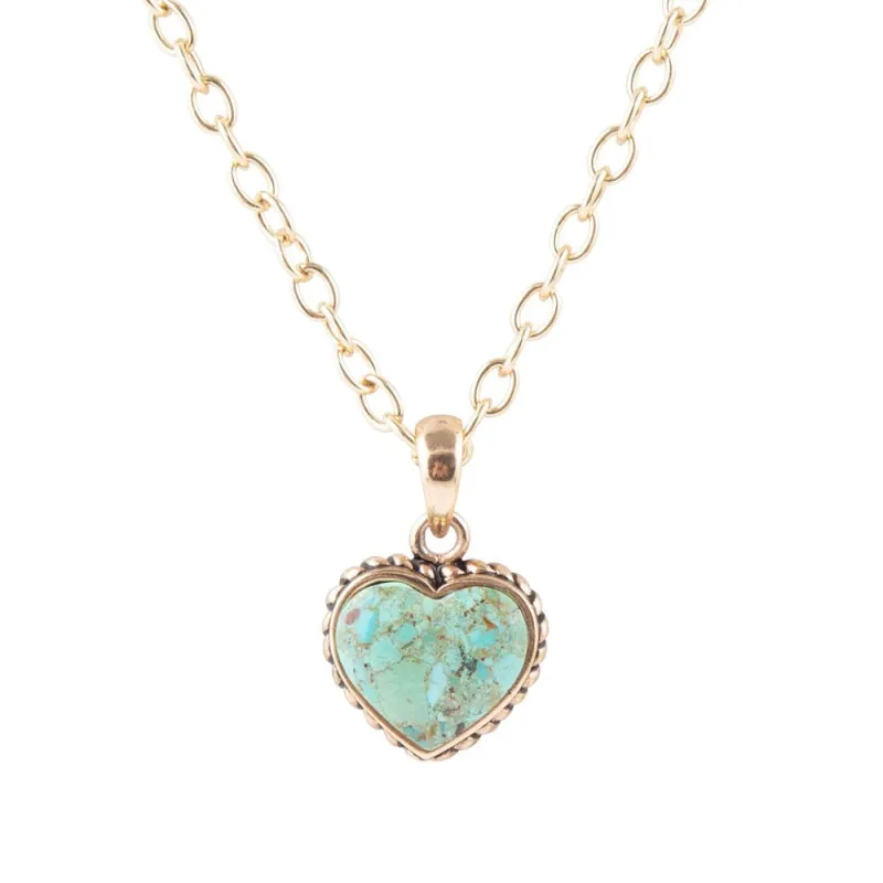 Turquoise Heart Pendant and Bronze Necklace sold by Barse