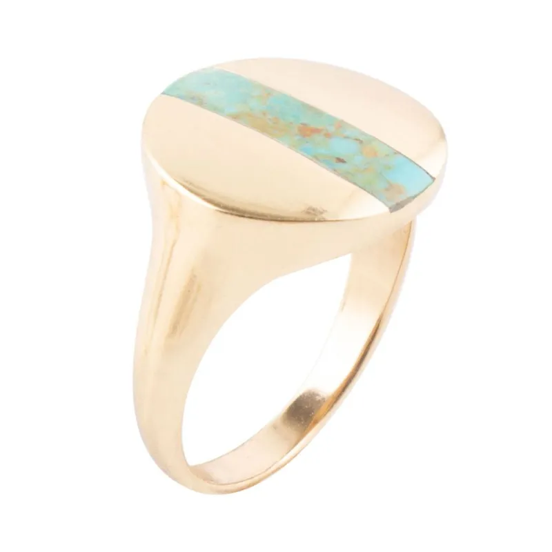 Signet Turquoise and Bronze Circle Ring sold by Barse