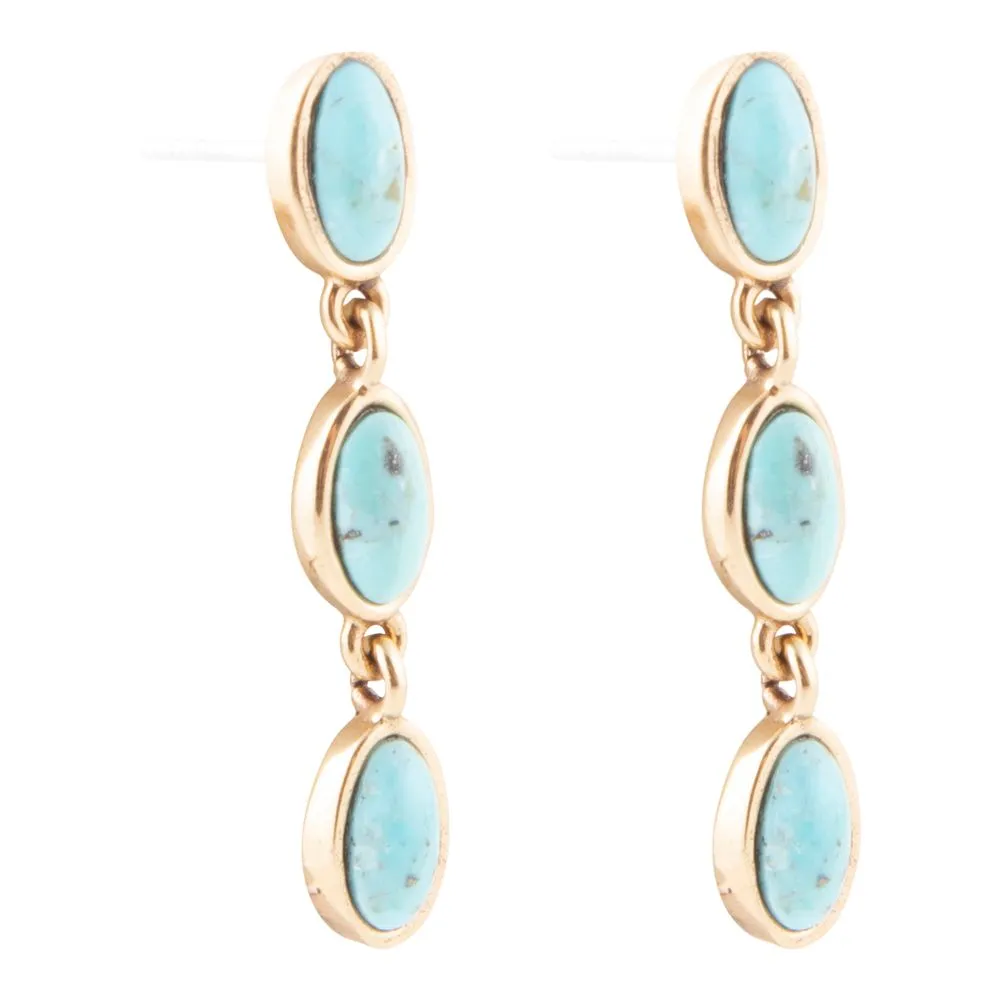 Three Times the Blue Turquoise Golden Drop Earrings sold by Barse product image thumbnail 3
