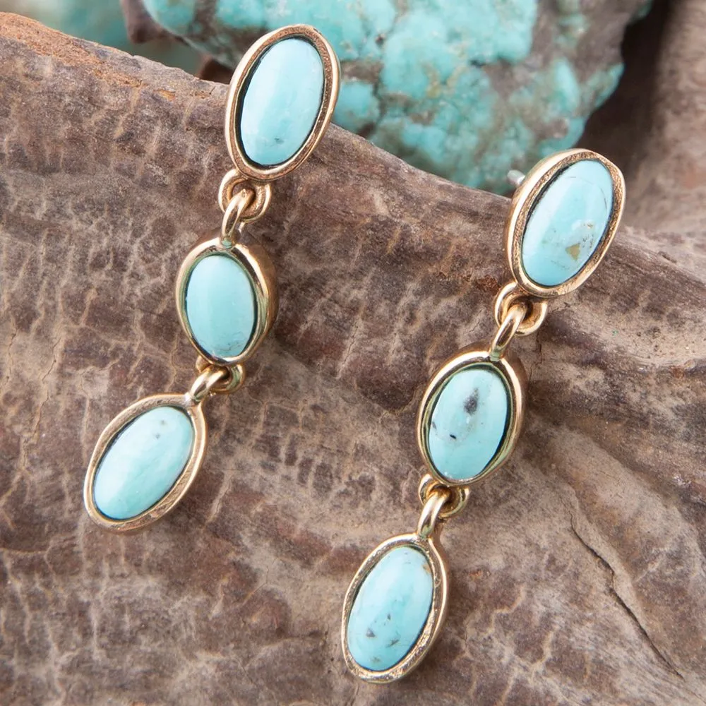 Three Times the Blue Turquoise Golden Drop Earrings sold by Barse product image thumbnail 2