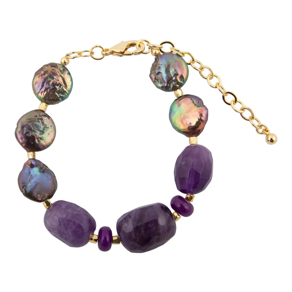 Purple Amethyst and Magnesite Golden Bracelet sold by Barse product image thumbnail 4