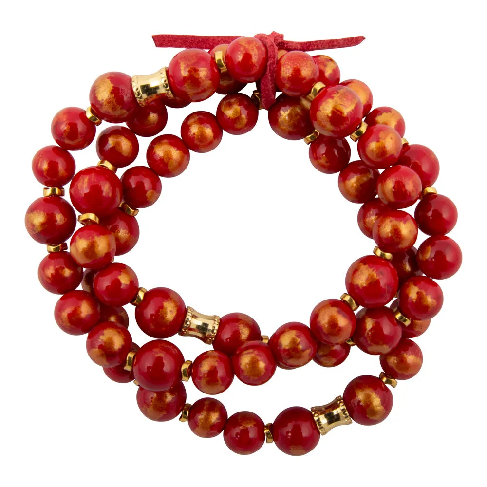 Red Jade Golden Stretch Bracelet Set sold by Barse product image thumbnail 4