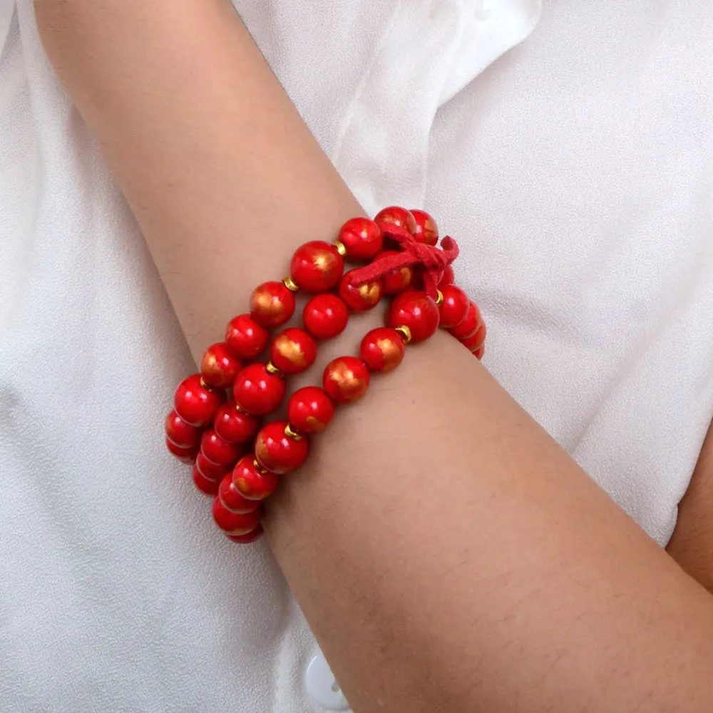 Red Jade Golden Stretch Bracelet Set sold by Barse product image thumbnail 2