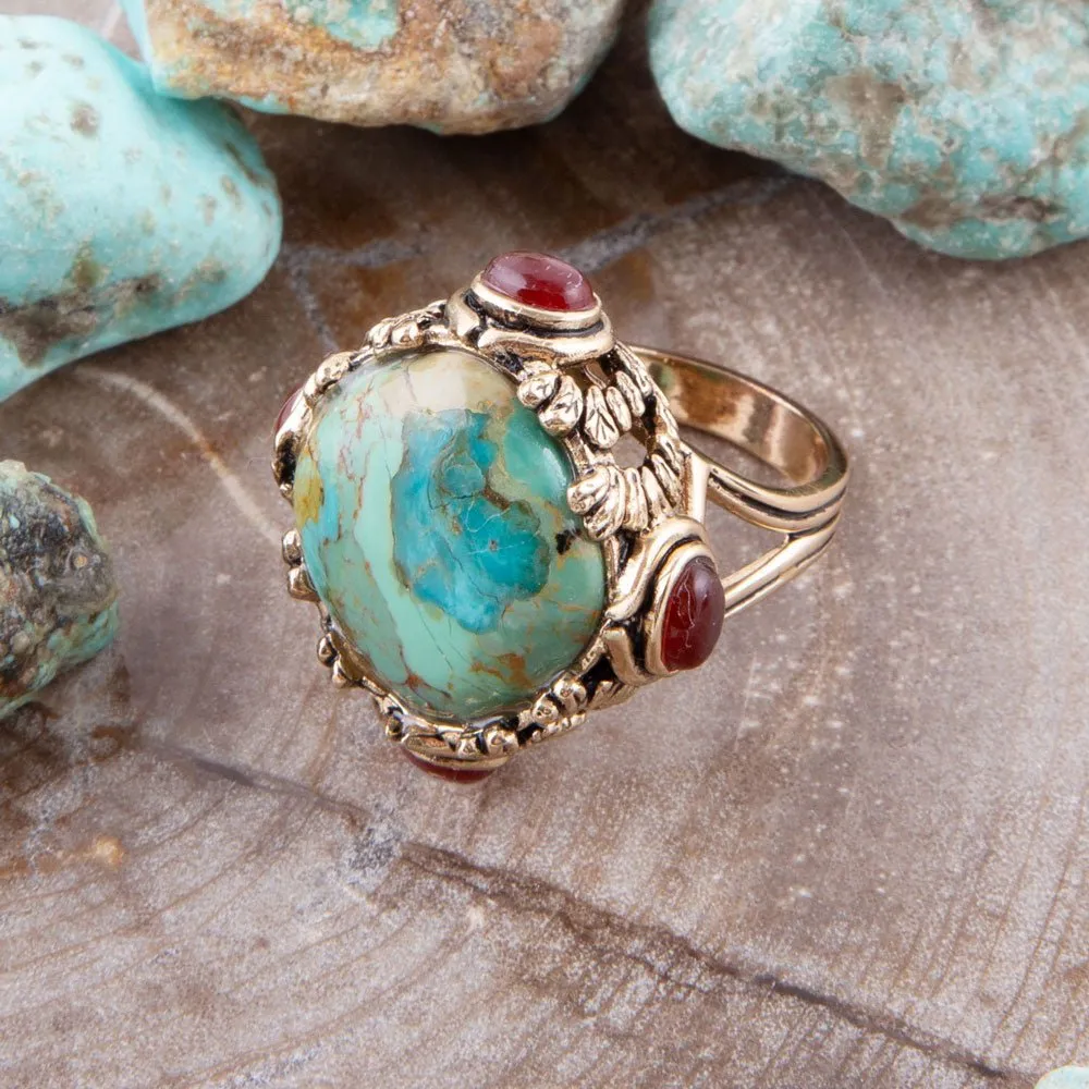 Wilder Blue Turquoise Golden Statement Ring sold by Barse product image thumbnail 2