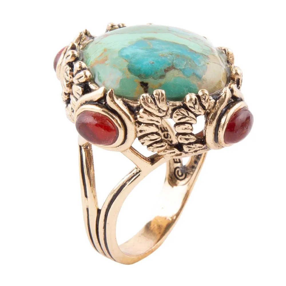 Wilder Blue Turquoise Golden Statement Ring sold by Barse