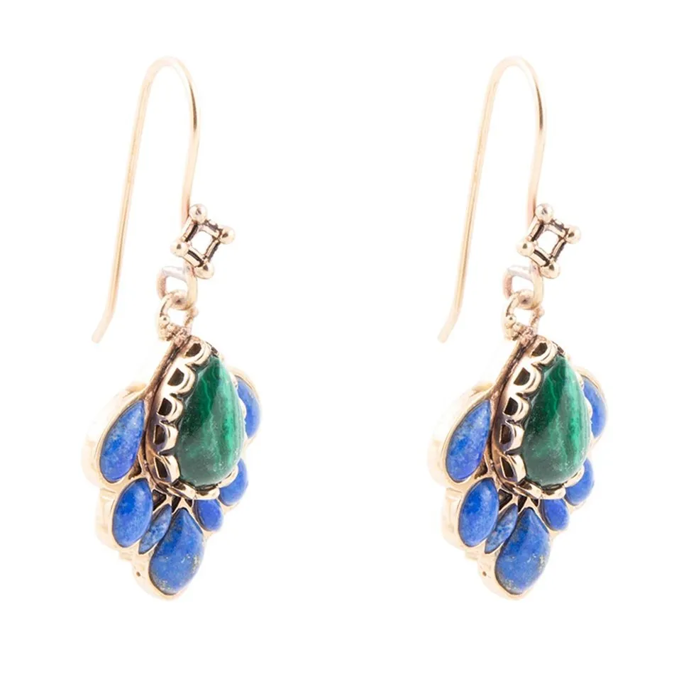 Peacock Blue Lapis Golden Drop Earrings sold by Barse product image thumbnail 3