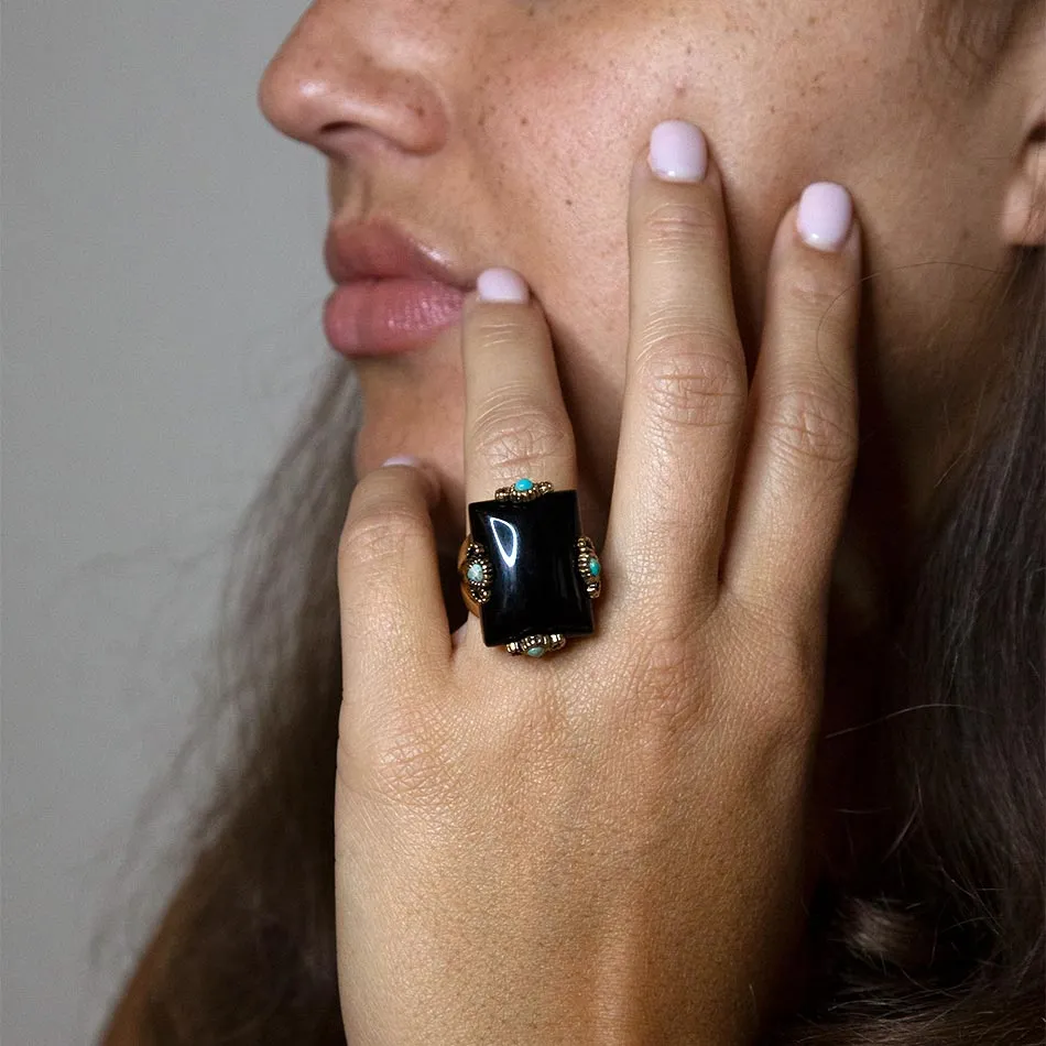 Prima Black Onyx Golden Statement Ring sold by Barse product image thumbnail 4