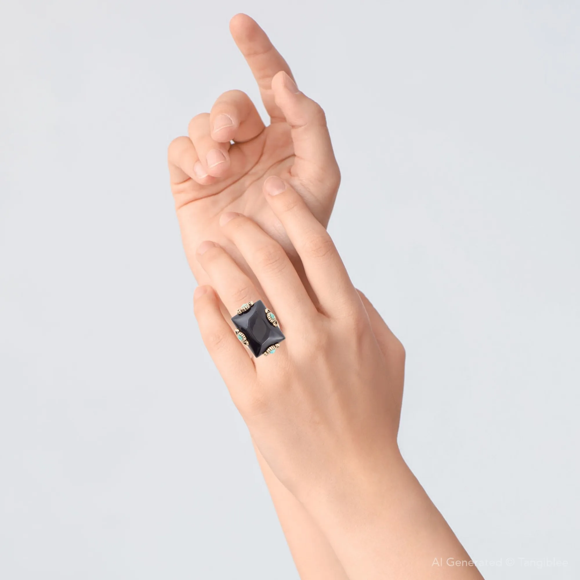 Prima Black Onyx Golden Statement Ring sold by Barse product image thumbnail 5