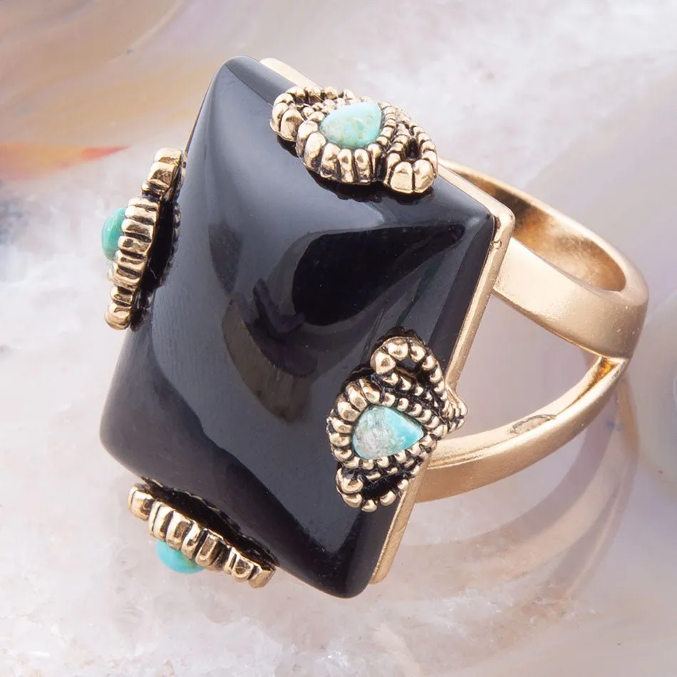 Prima Black Onyx Golden Statement Ring sold by Barse product image thumbnail 2