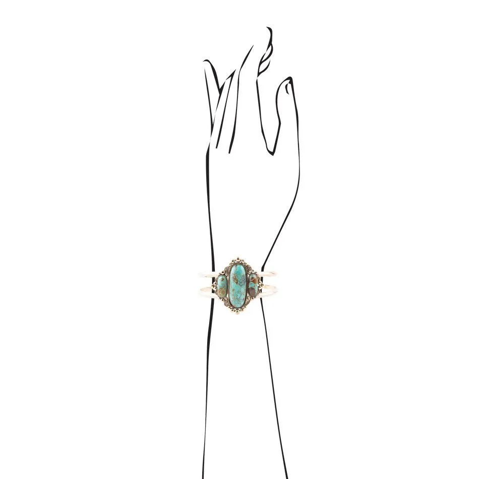 Plateau Blue Turquoise Golden Cuff Bracelet sold by Barse product image thumbnail 4