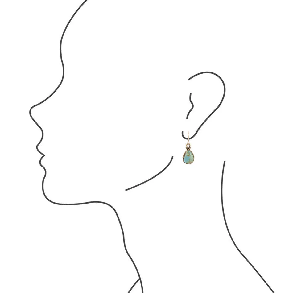 Dreamy Drop Blue Turquoise and Golden Earrings sold by Barse product image thumbnail 2