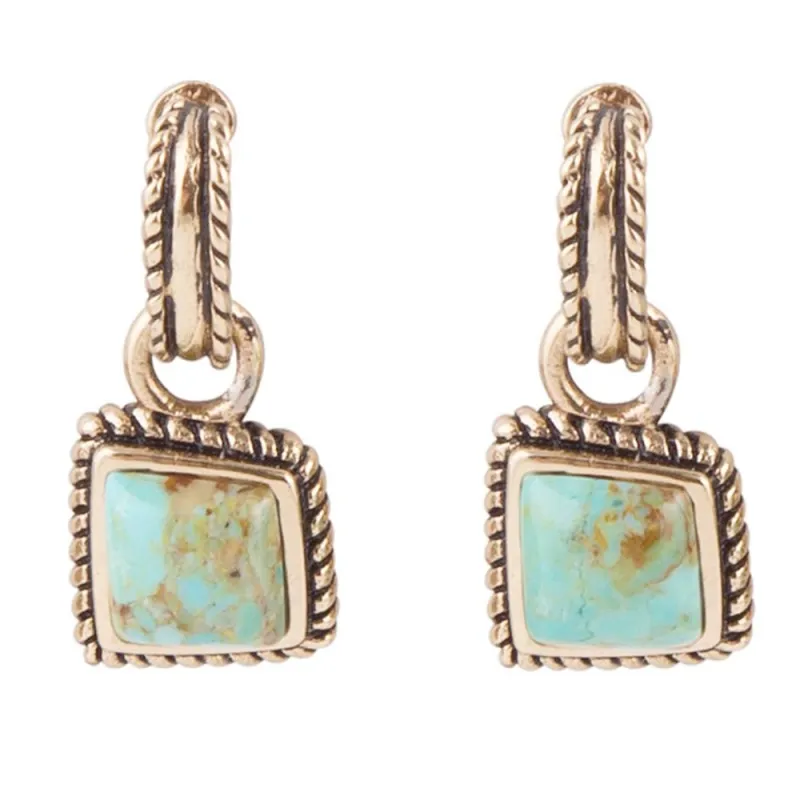 Roped Around Turquoise and Bronze Earrings sold by Barse