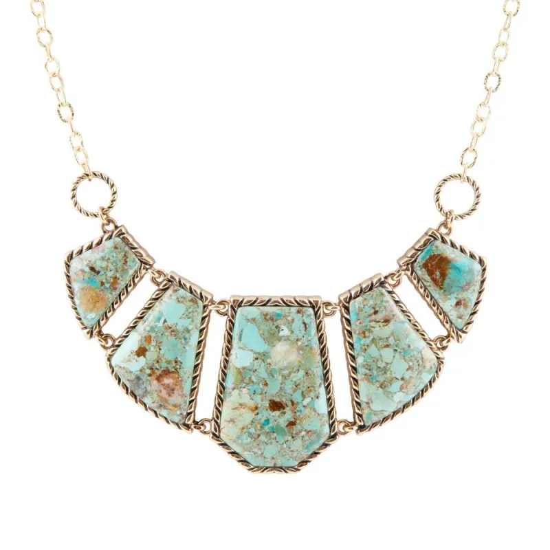 Blue Turquoise and Goldtone Statement Necklace sold by Barse