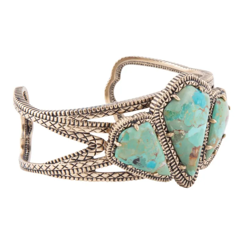 Maltese Blue Turquoise Golden Cuff Bracelet sold by Barse
