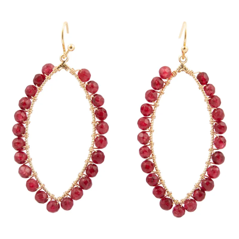 Scarlet Jade Teardrop Golden Loop Earrings sold by Barse