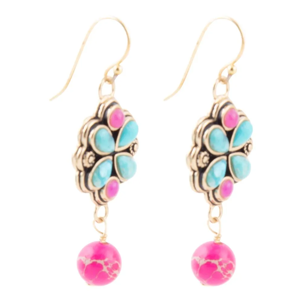Legacy Pink Agate Golden Drop Earrings sold by Barse product image thumbnail 3