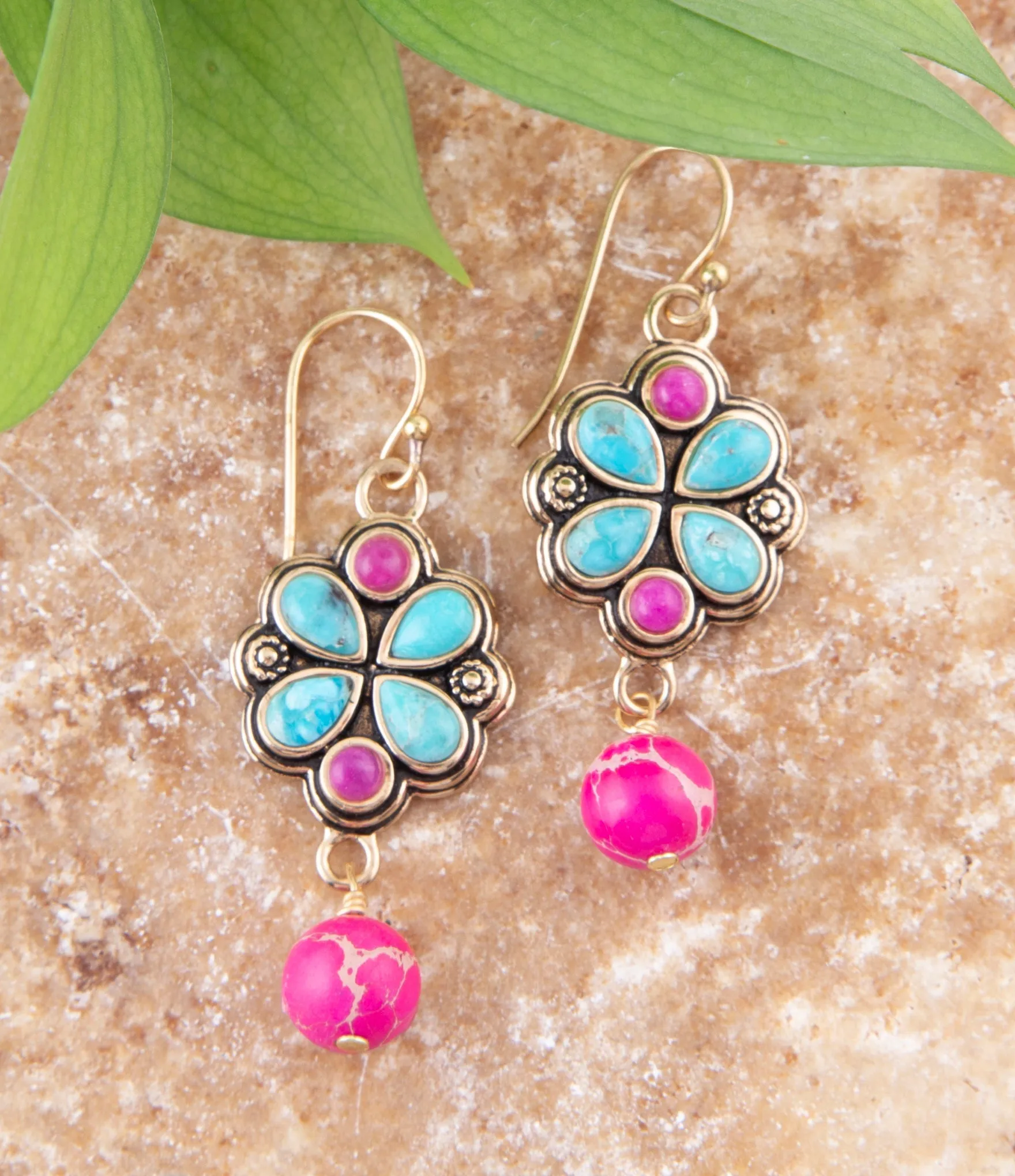 Legacy Pink Agate Golden Drop Earrings sold by Barse product image thumbnail 2