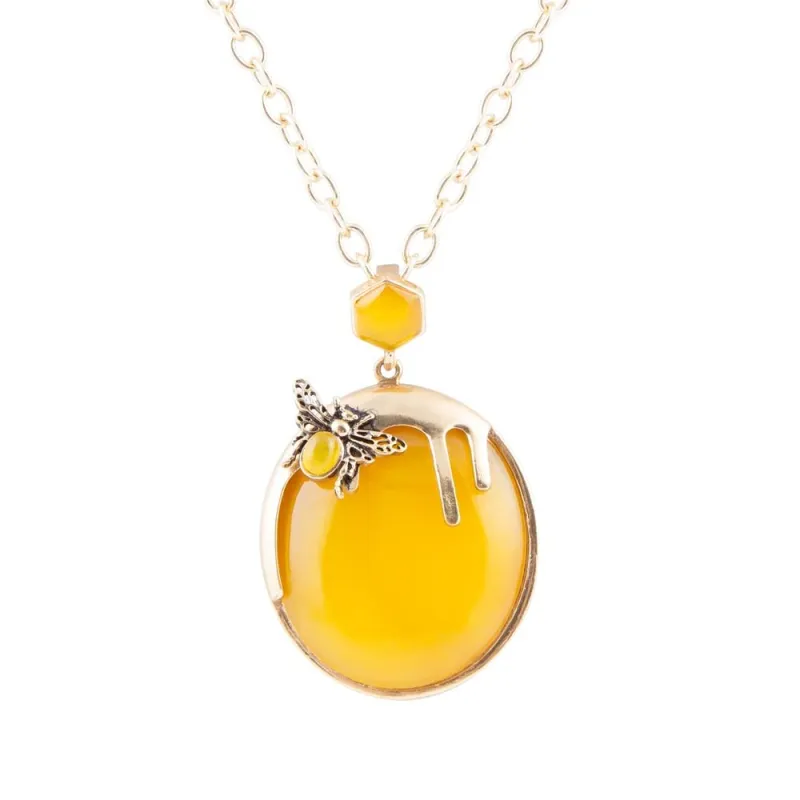 Yellow Agate Honey Drip Golden Necklace sold by Barse