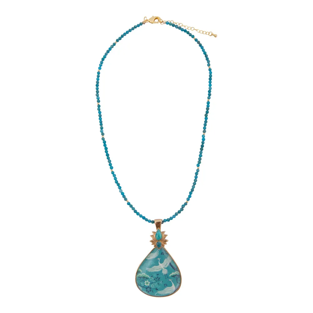 Heron Flight Blue Teal Apatite Golden Pendant Necklace sold by Barse product image thumbnail 4