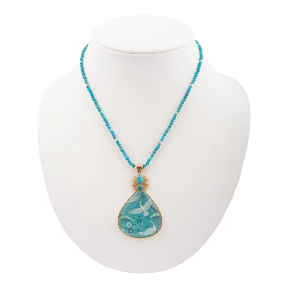 Heron Flight Blue Teal Apatite Golden Pendant Necklace sold by Barse product image thumbnail 5