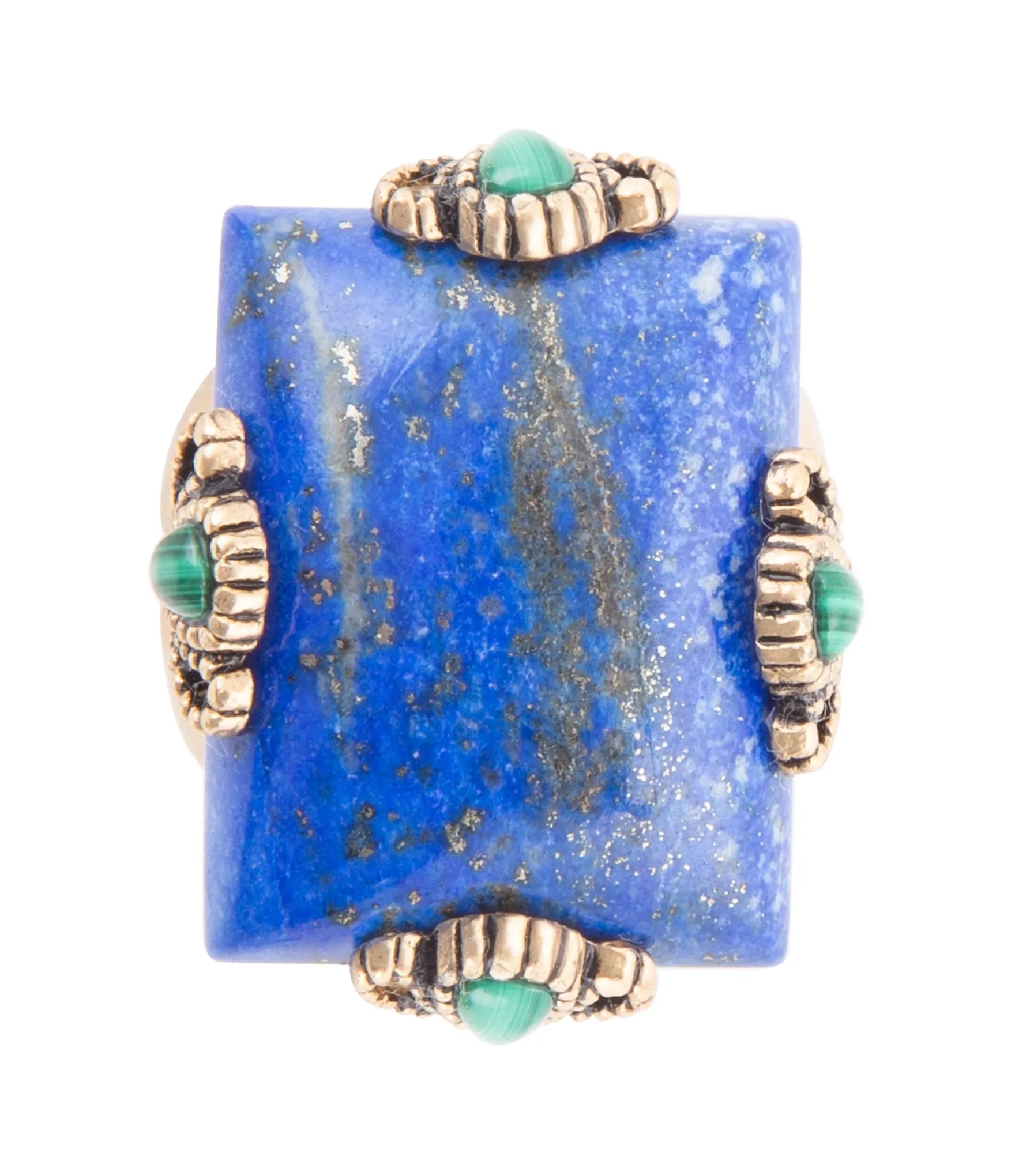 Prismatic Blue Lapis and Malachite Golden Ring sold by Barse product image thumbnail 4