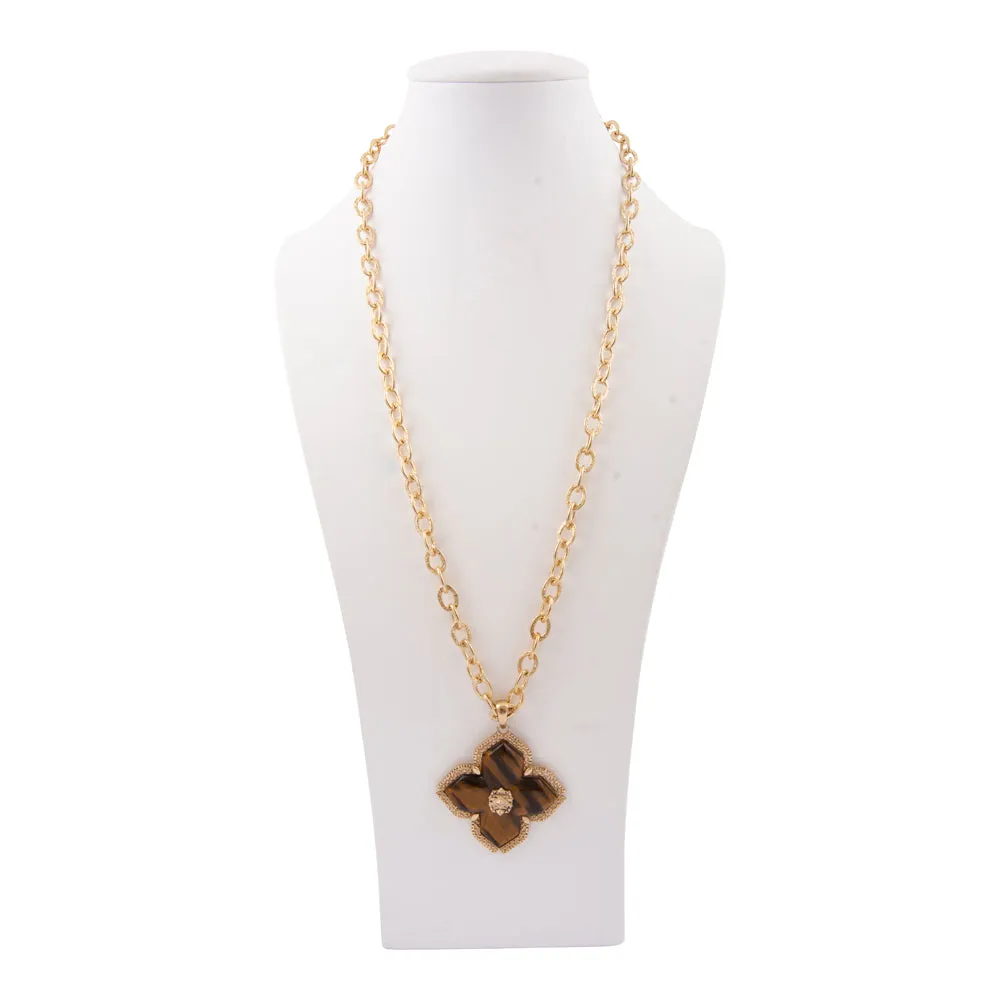 Brown Tiger's Eye Cross Golden Pendant Necklace sold by Barse product image thumbnail 5