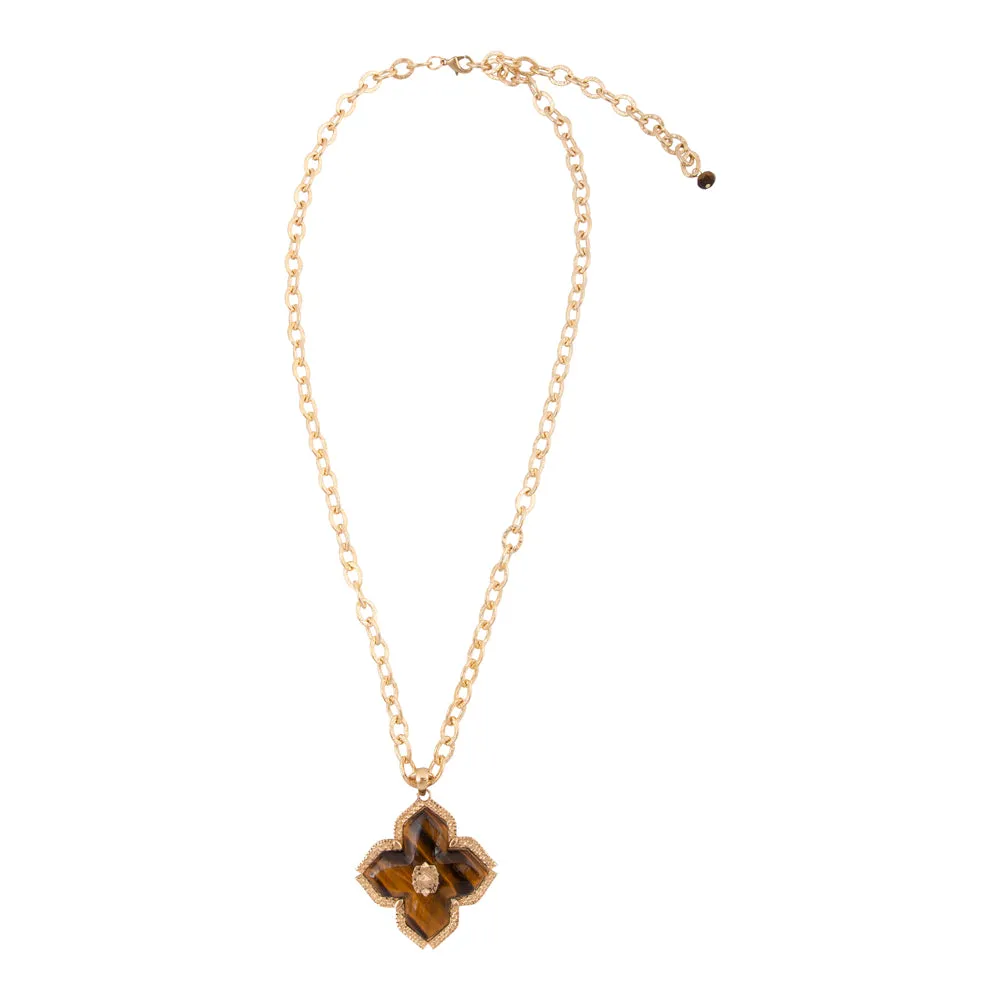 Brown Tiger's Eye Cross Golden Pendant Necklace sold by Barse product image thumbnail 4