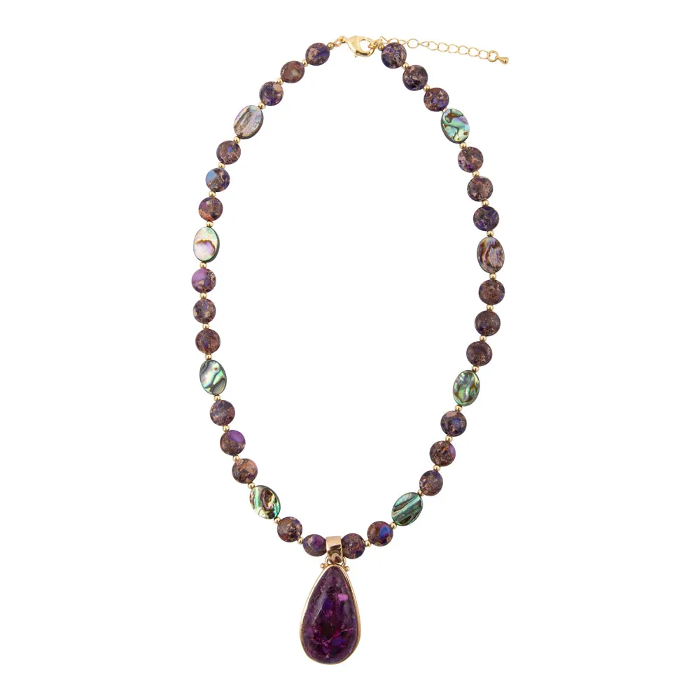 Purple Turquoise Golden Pendant Necklace sold by Barse product image thumbnail 4