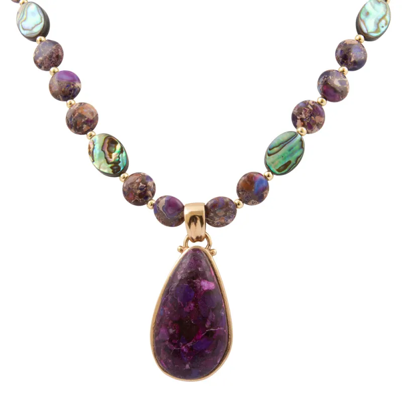 Purple Turquoise Golden Pendant Necklace sold by Barse