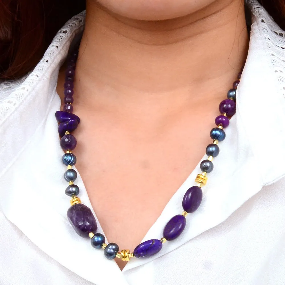 Purple Amethyst Golden Chunky Necklace sold by Barse product image thumbnail 2