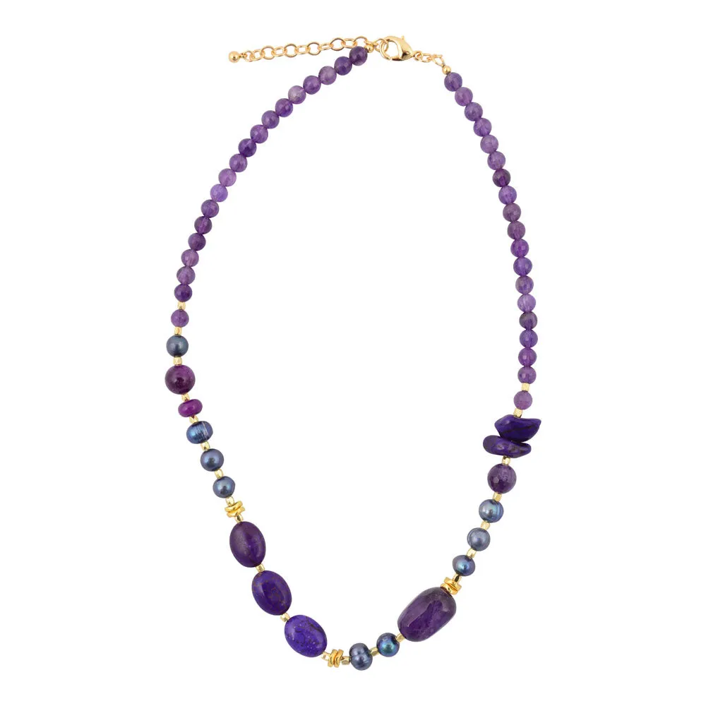 Purple Amethyst Golden Chunky Necklace sold by Barse product image thumbnail 4