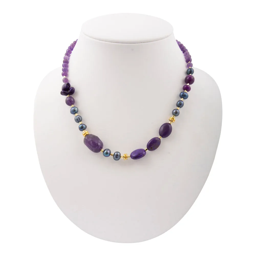 Purple Amethyst Golden Chunky Necklace sold by Barse product image thumbnail 5