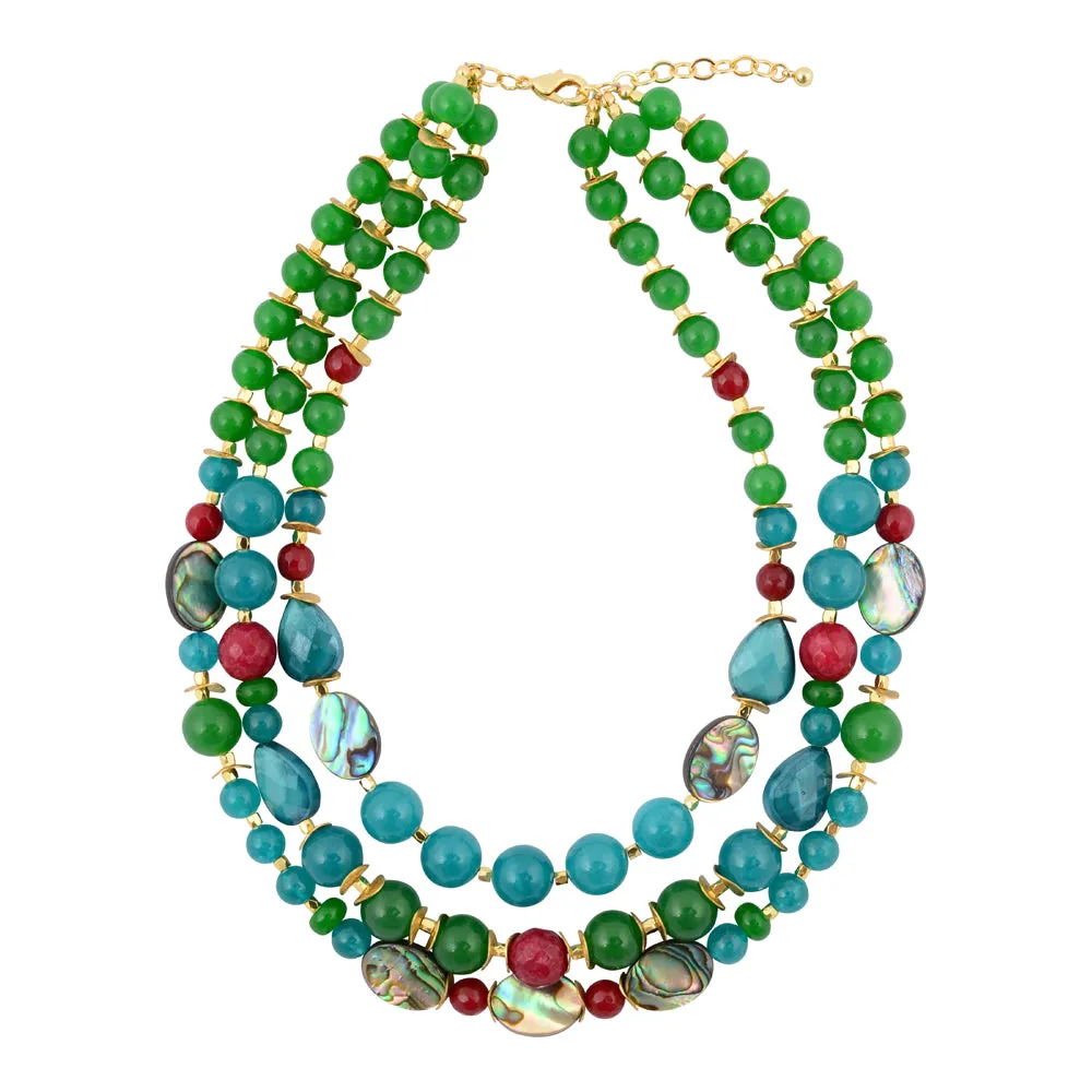 Jeweled Green Agate Golden Statement Necklace sold by Barse product image thumbnail 4