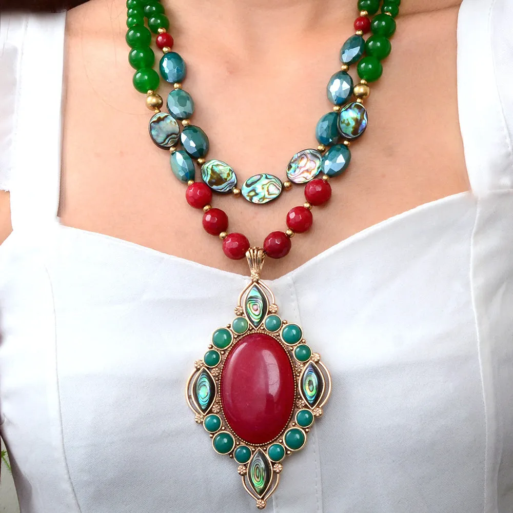 Regalia Red Onyx Golden Statement Necklace sold by Barse product image thumbnail 2